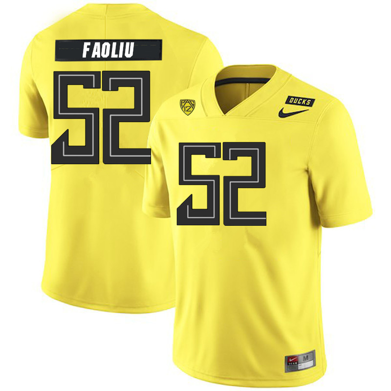 2019 Men #52 Andrew Faoliu Oregon Ducks College Football Jerseys Sale-Yellow